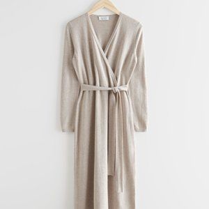 & Other Stories Belted Merino Wool Knit Midi Dress